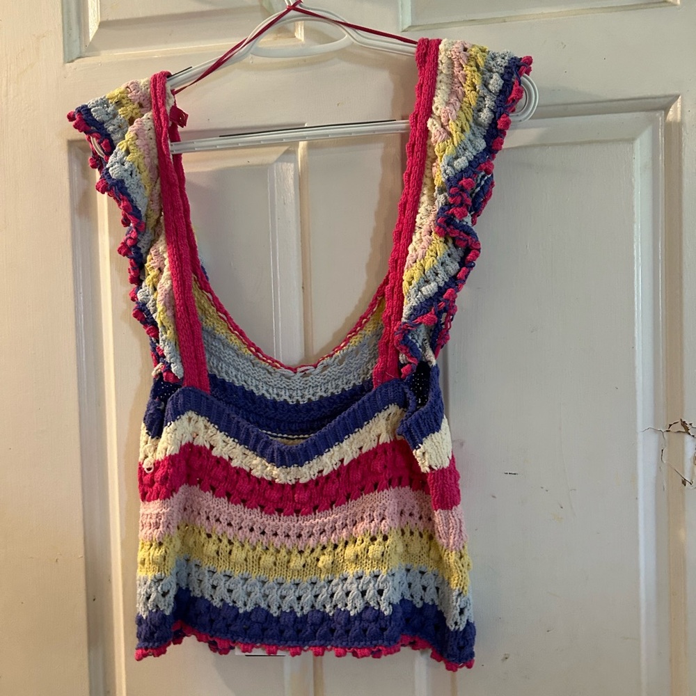 Zara Multicolor Crochet Ruffle Strap Tank Top - Picture 2 of 2